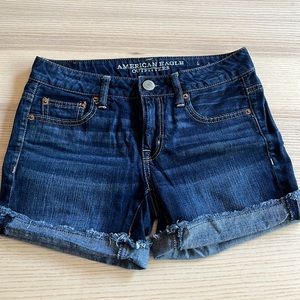 American eagle dark wash blue denim shorts